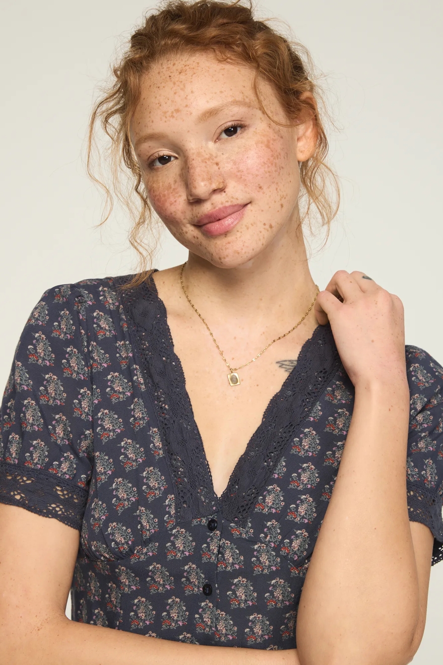 LACE TRIMMED SHORT SLEEVE MINI DRESS, image 6