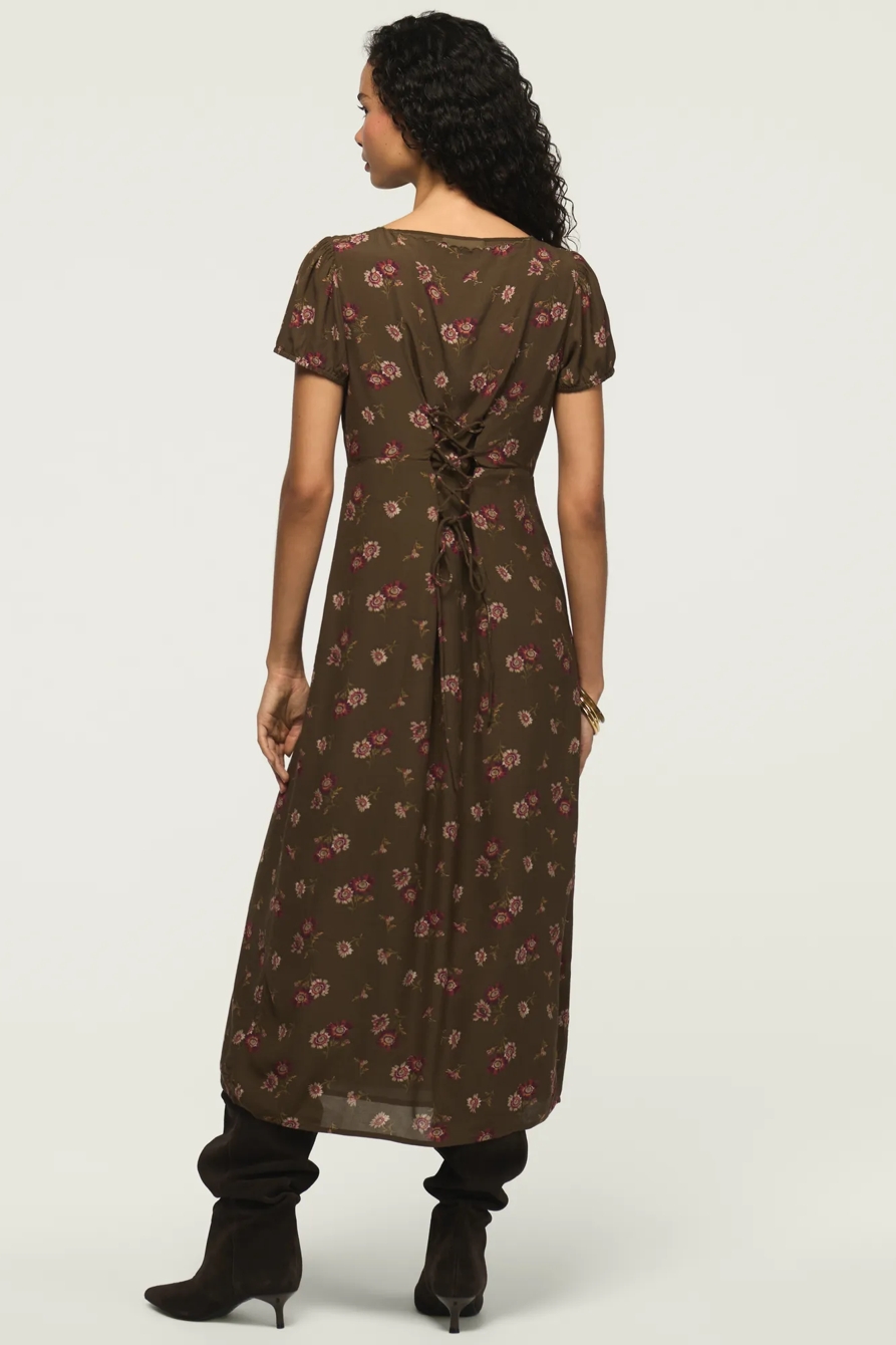 EMBROIDERED SHORT SLEEVE SIMONE MIDI DRESS, image 3