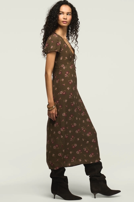 EMBROIDERED SHORT SLEEVE SIMONE MIDI DRESS, image 4