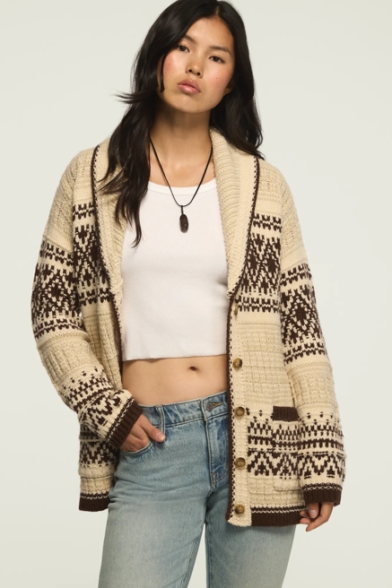 SHAWL COLLAR FAIR ISLE CARDIGAN, image 1