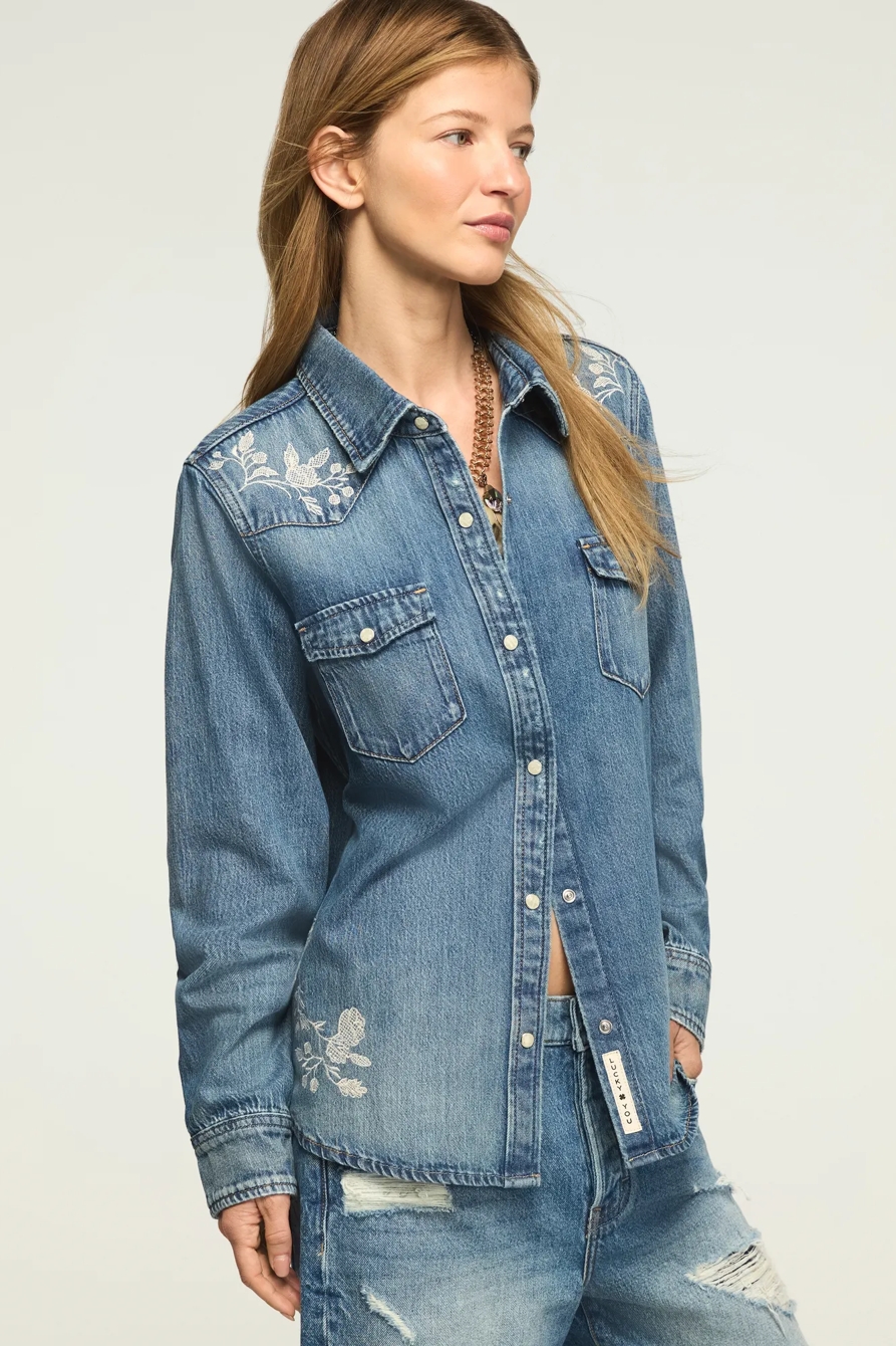 EMBROIDERED DENIM WESTERN SHIRT, image 5