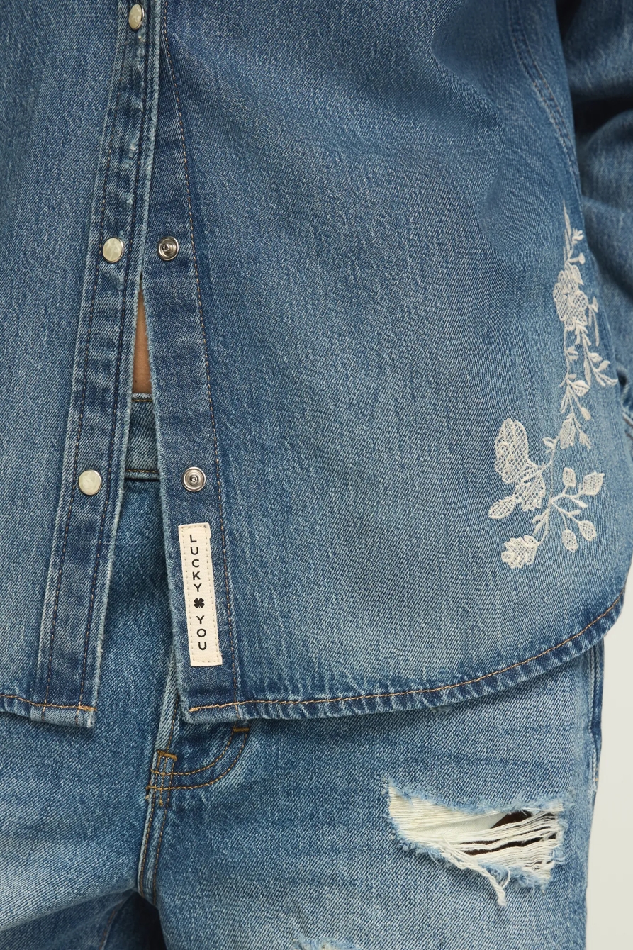 EMBROIDERED DENIM WESTERN SHIRT, image 6