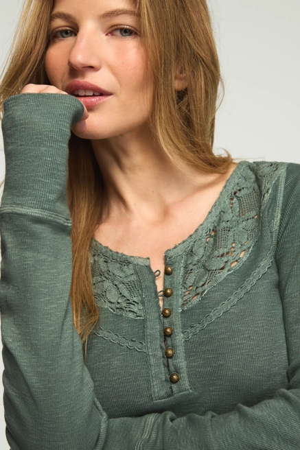 LACE YOKE HENLEY, image 2