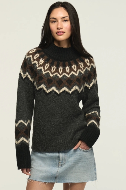 FAIR ISLE MOCK NECK SWEATER, image 1
