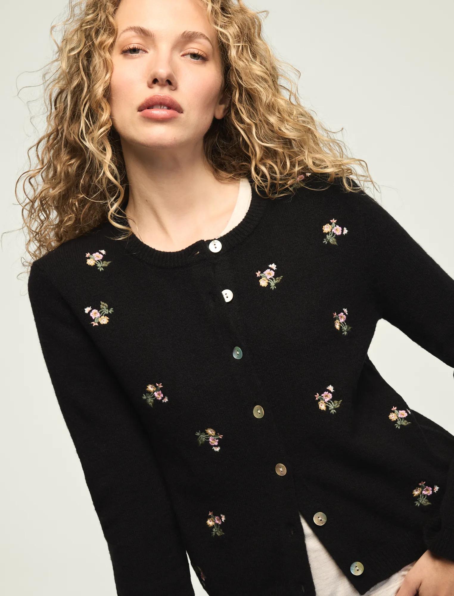 floral embroidered cardigan