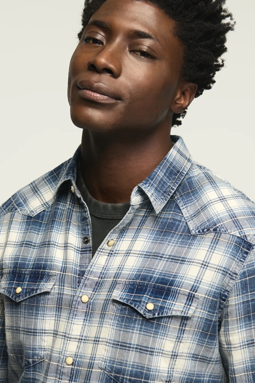 INDIGO PLAID WESTERN SHIRT, image 3