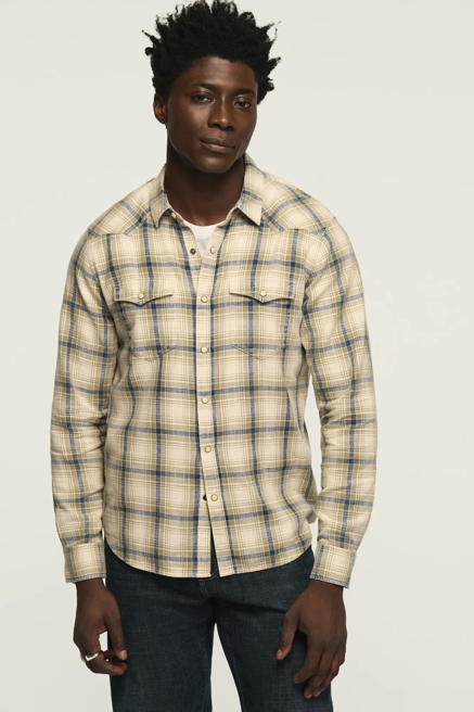 INDIGO PLAID WESTERN SHIRT, image 1