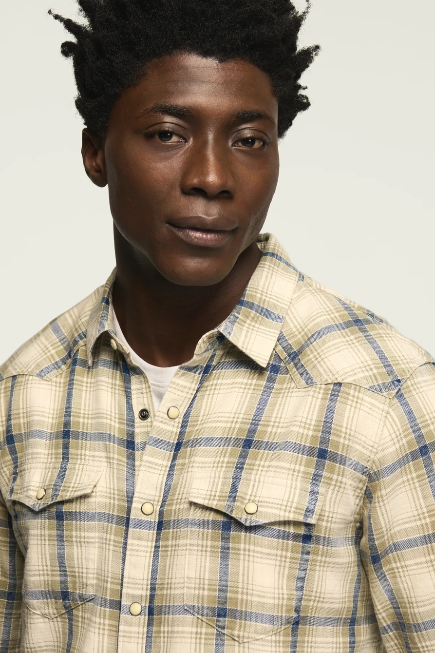 INDIGO PLAID WESTERN SHIRT, image 3