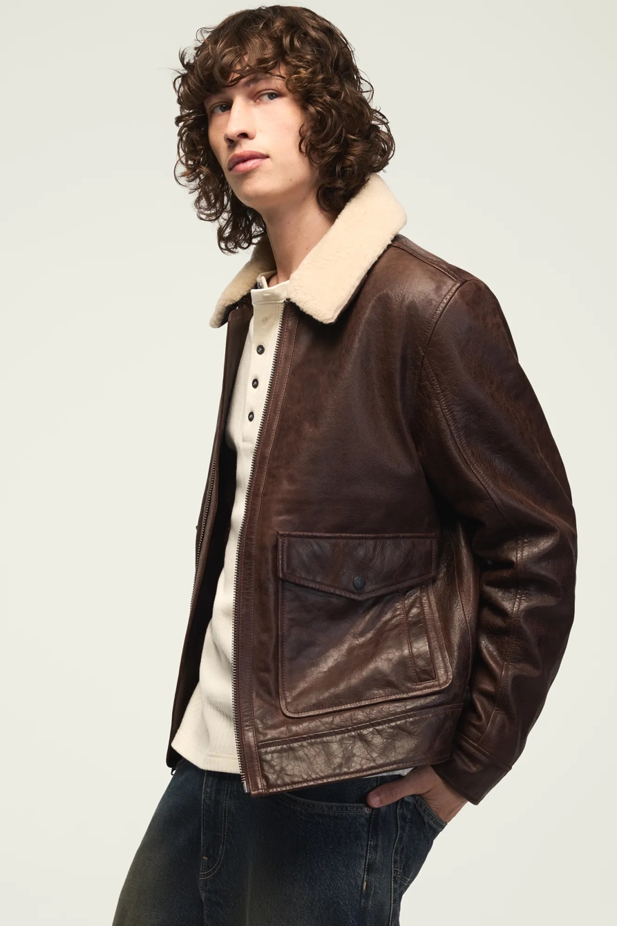LEATHER AVIATOR JACKET, image 4