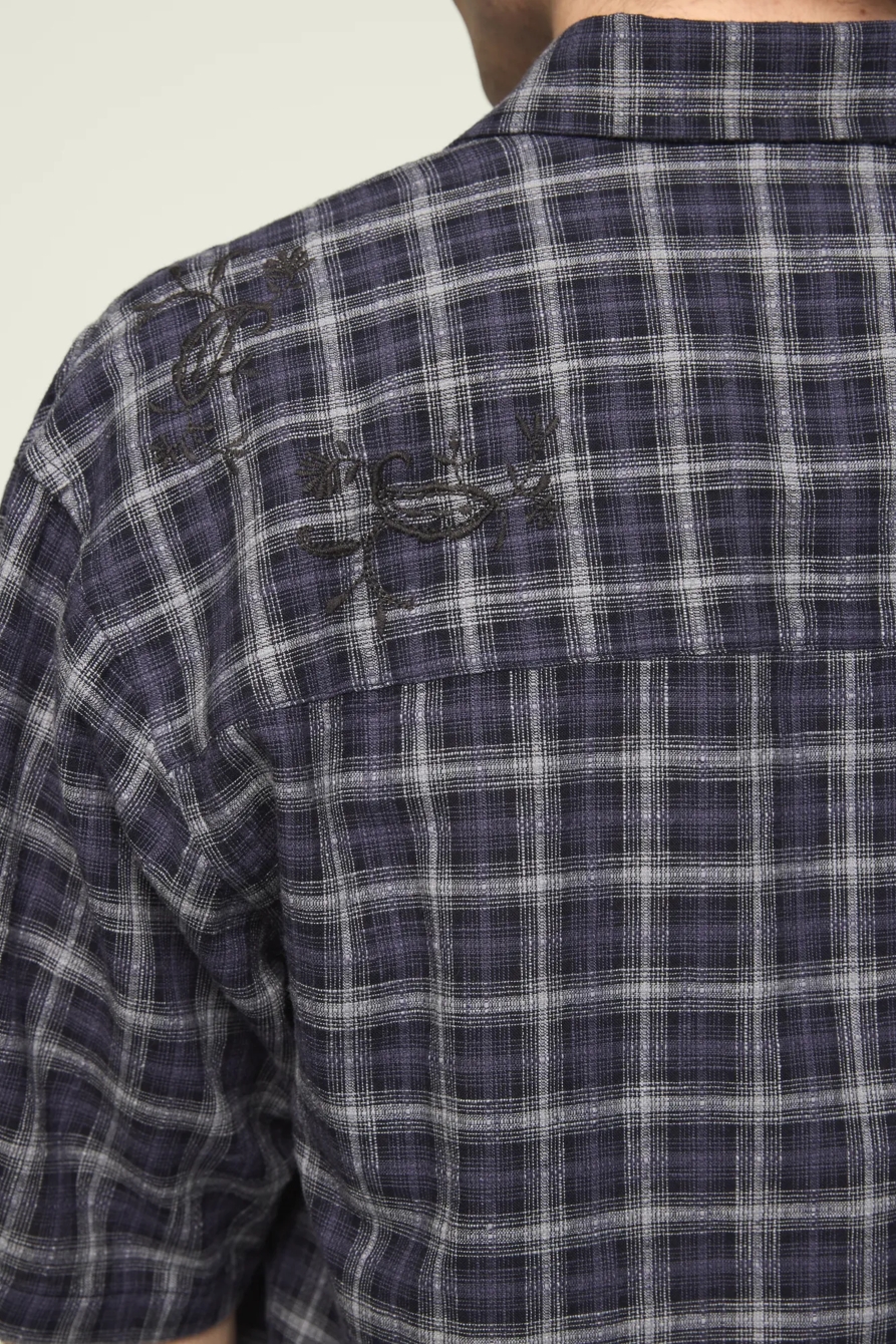 EMBROIDERED PLAID SHORT SLEEVE BOXY SHIRT, image 4