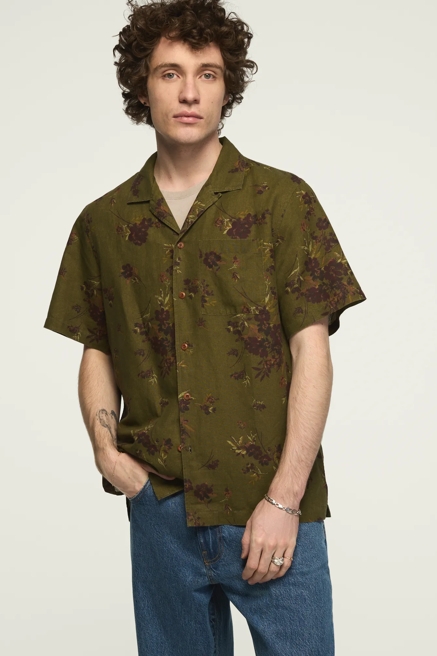 PRINTED SHORT SLEEVE CAMP COLLAR SHIRT, image 1