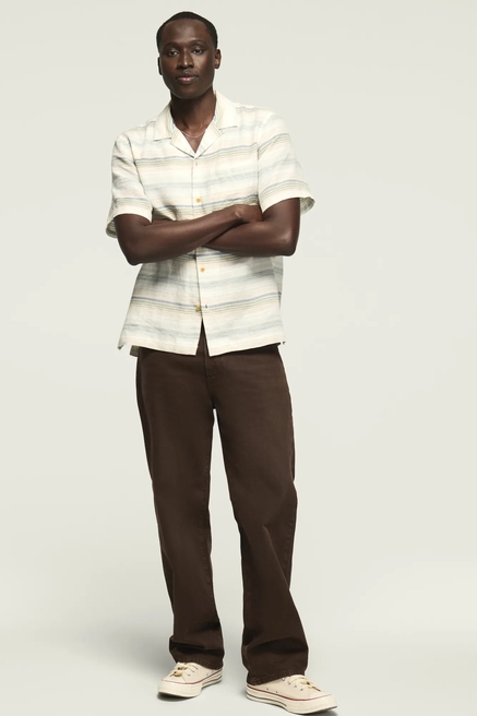 SHORT SLEEVE LINE STRIPED CAMP COLLAR SHIRT, image 2