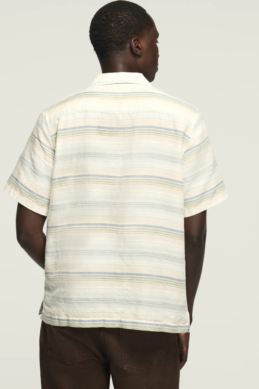 SHORT SLEEVE LINE STRIPED CAMP COLLAR SHIRT, image 3