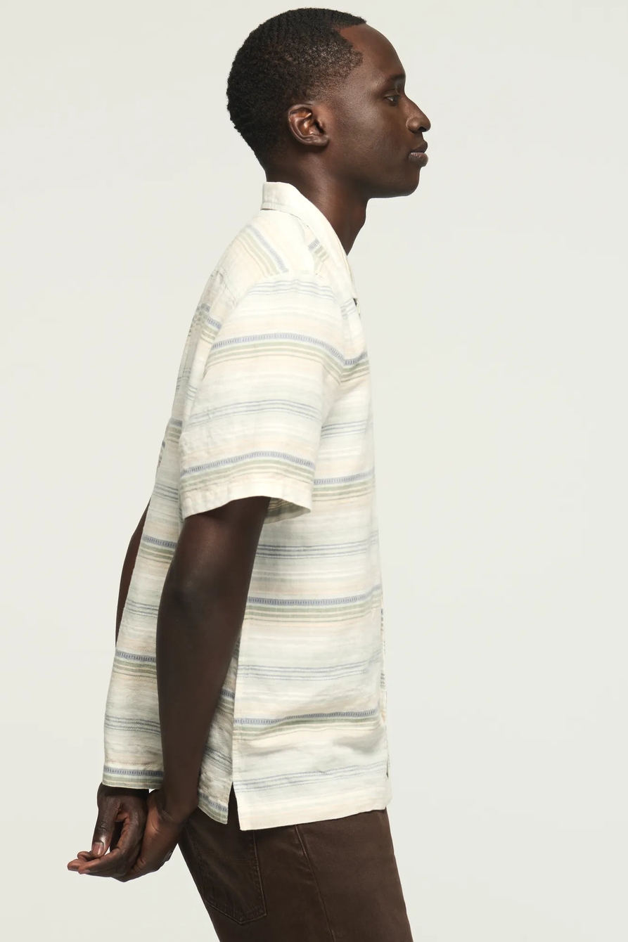 SHORT SLEEVE LINE STRIPED CAMP COLLAR SHIRT, image 4