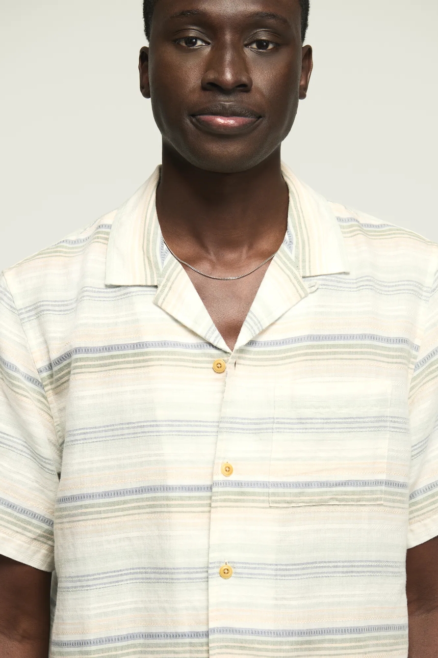 SHORT SLEEVE LINE STRIPED CAMP COLLAR SHIRT, image 5