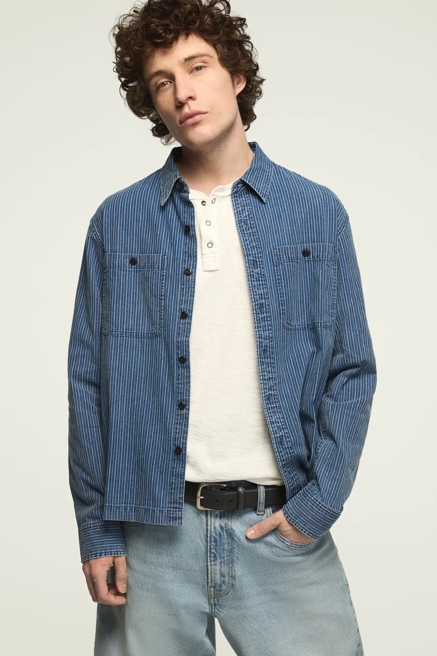 INDIGO NOVELTY LONG SLEEVE WESTERN SHIRT, image 1