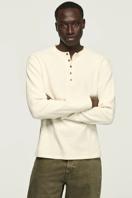 LONG SLEEVE TEXTURED FRENCH RIB TEE, image 1