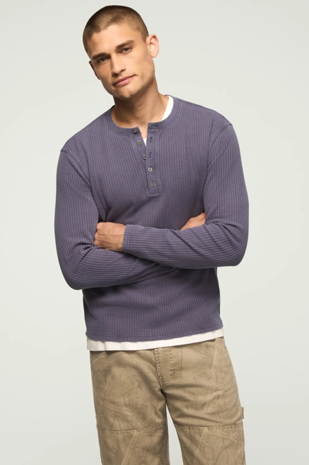 LONG SLEEVE TEXTURED FRENCH RIB TEE, image 1