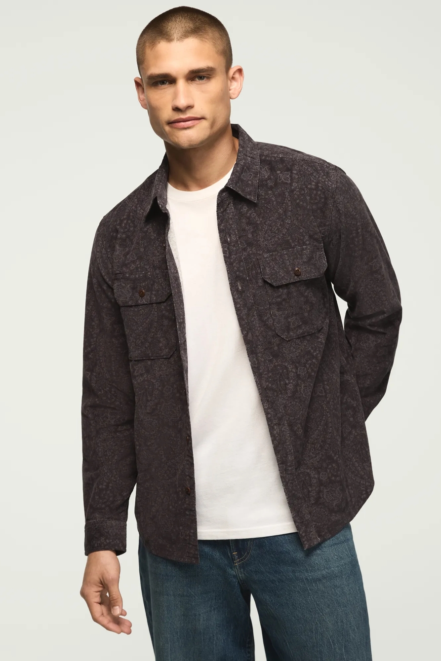 PRINT CORDUROY LONG SLEEVE WORKSHIRT, image 1