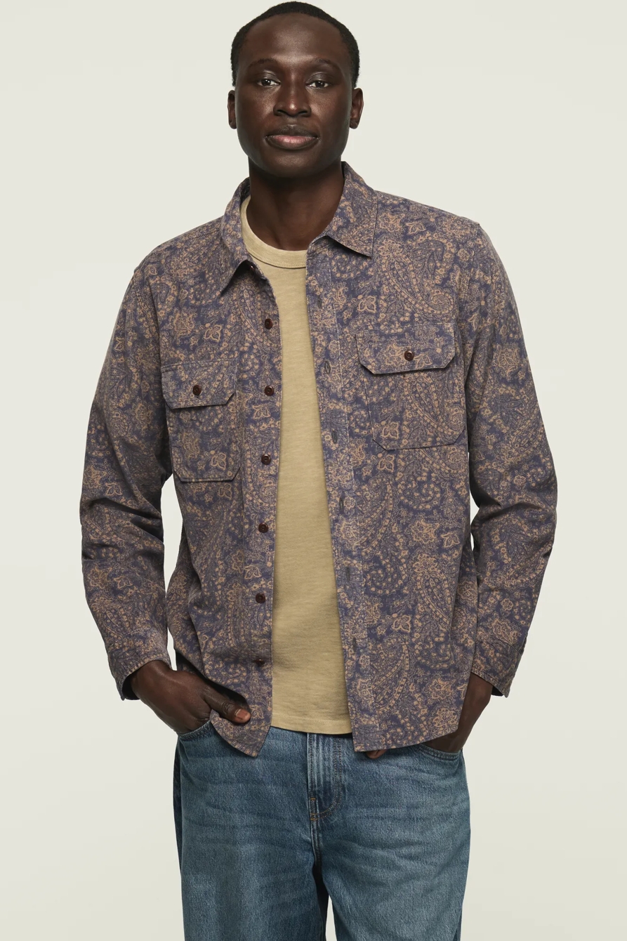 PRINT CORDUROY LONG SLEEVE WORKSHIRT, image 1