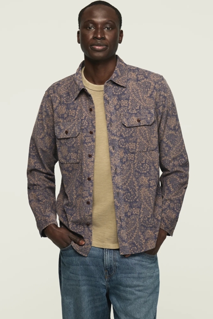 PRINT CORDUROY LONG SLEEVE WORKSHIRT, image 1