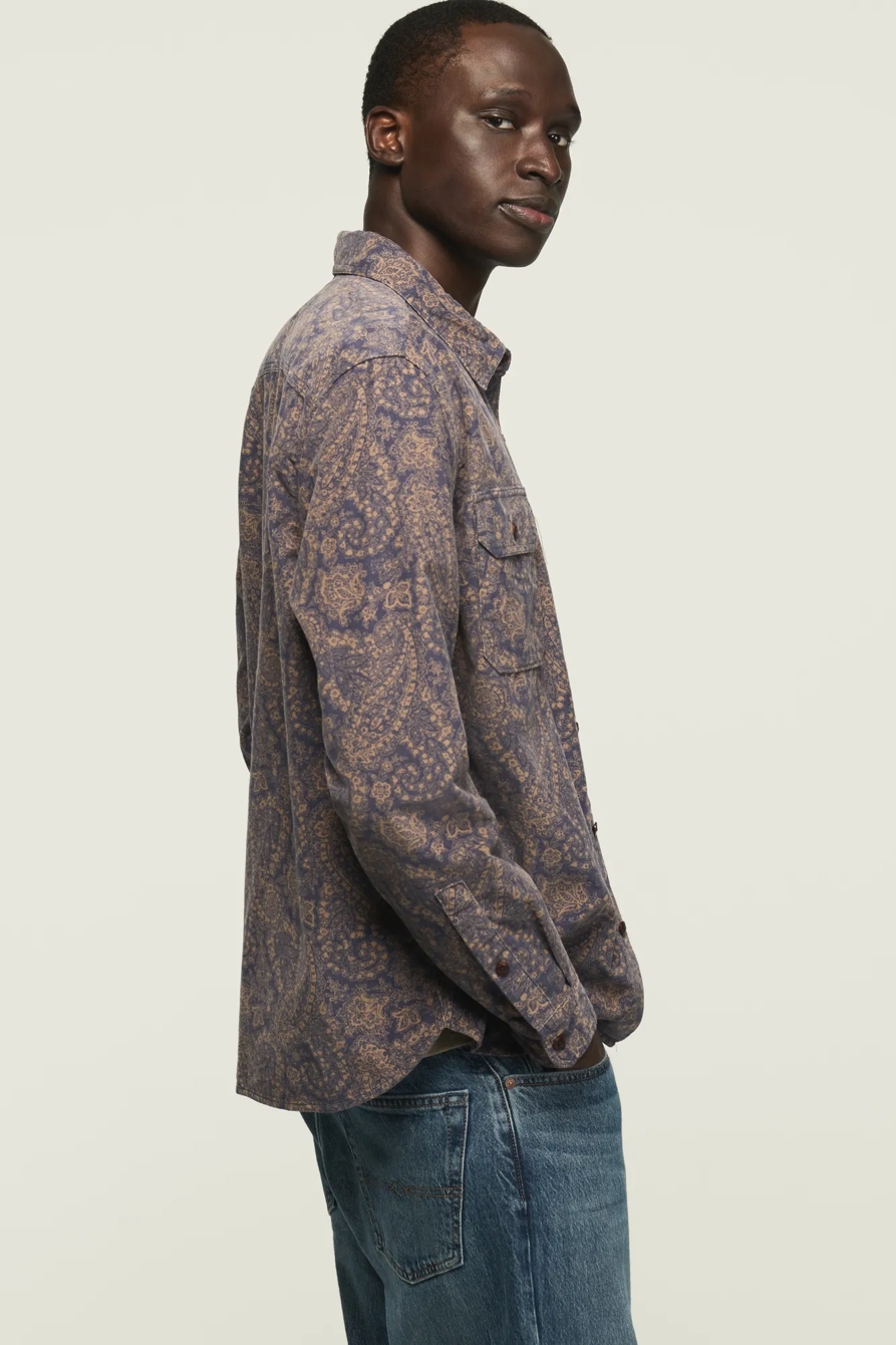 PRINT CORDUROY LONG SLEEVE WORKSHIRT, image 4