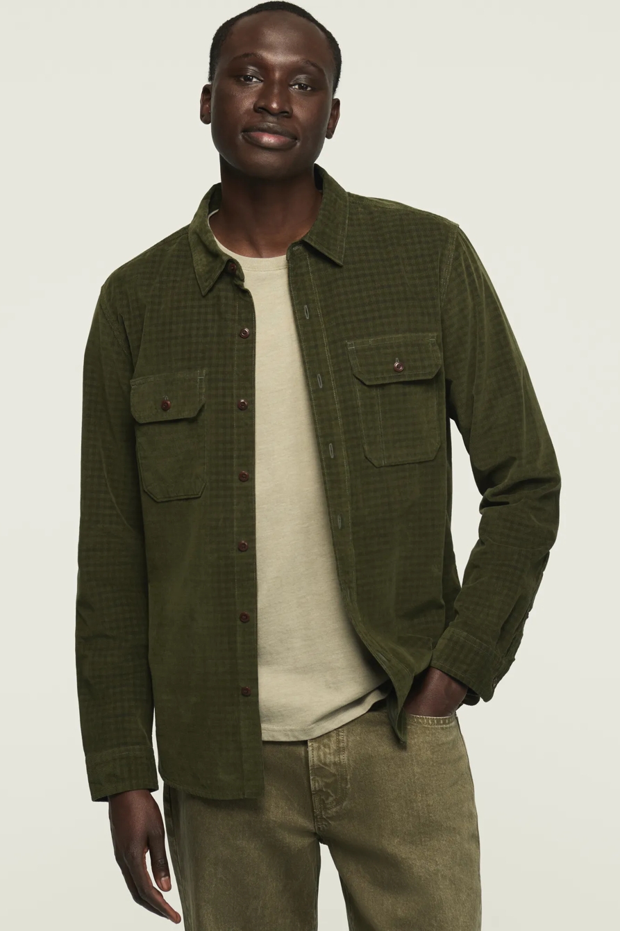 PLAID CORDUROY LONG SLEEVE WORKSHIRT, image 2