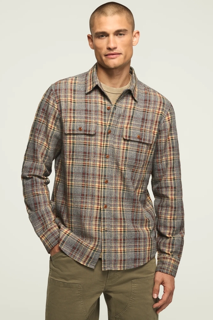 YARN DYE LONG SLEEVE CAMP COLLAR SHIRT, image 1
