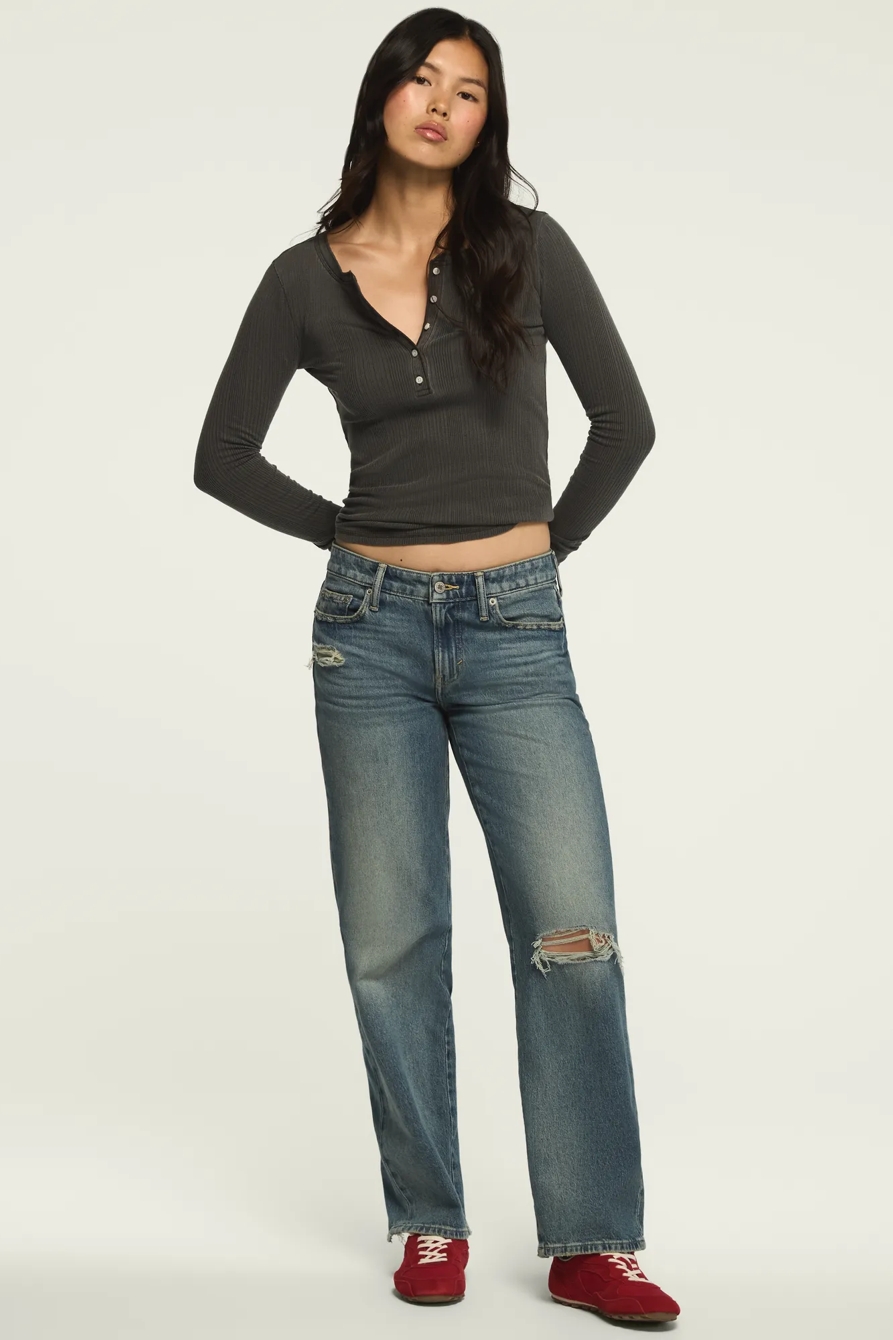 LONG SLEEVE RIBBED HENLEY, image 3