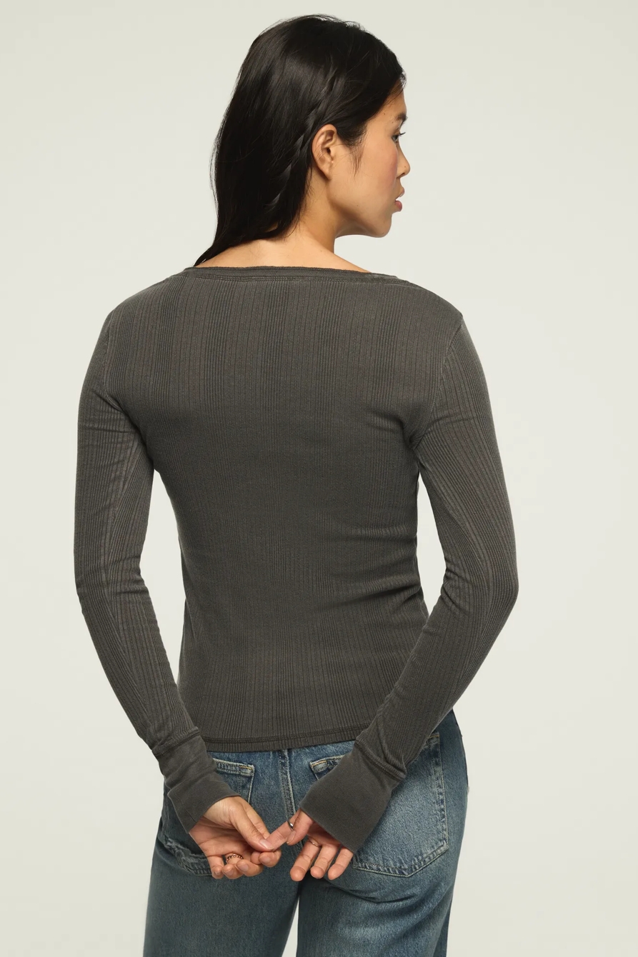 LONG SLEEVE RIBBED HENLEY, image 4