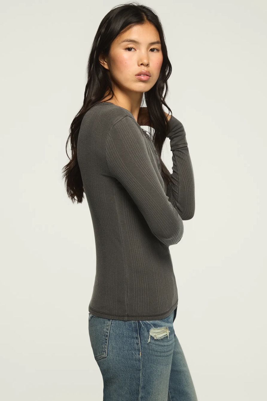 LONG SLEEVE RIBBED HENLEY, image 5