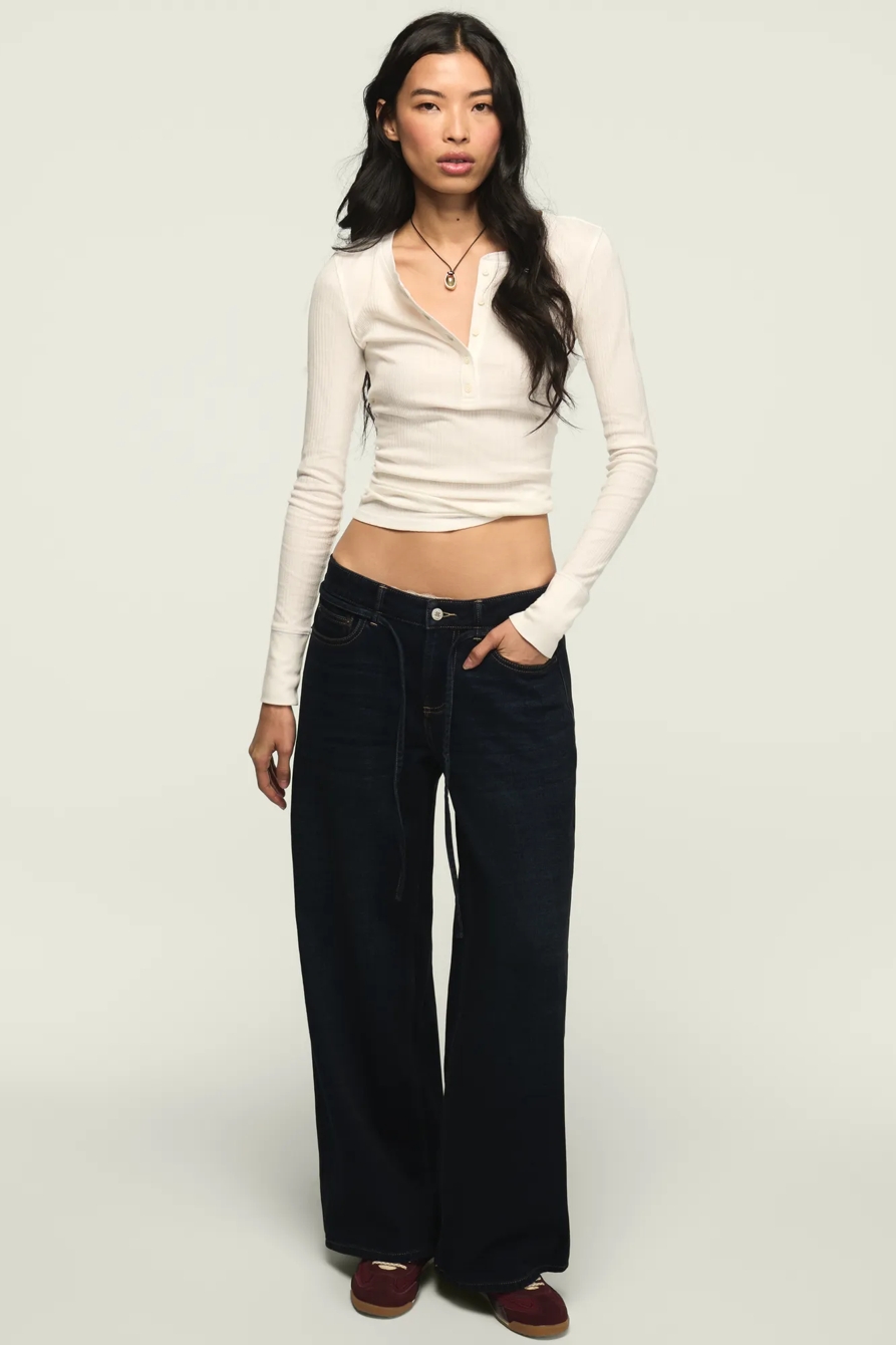 LONG SLEEVE RIBBED HENLEY, image 2