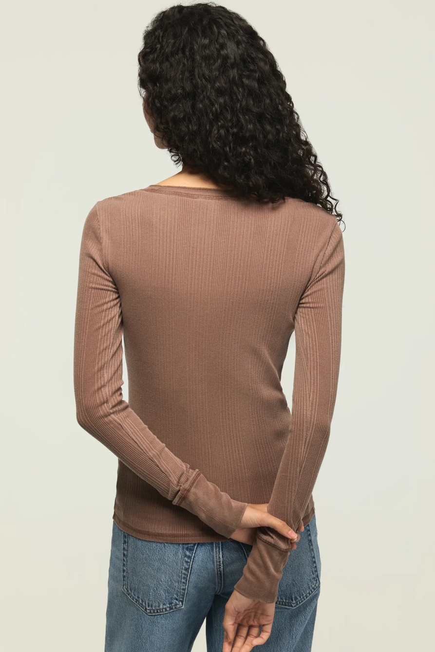 LONG SLEEVE RIBBED HENLEY, image 3