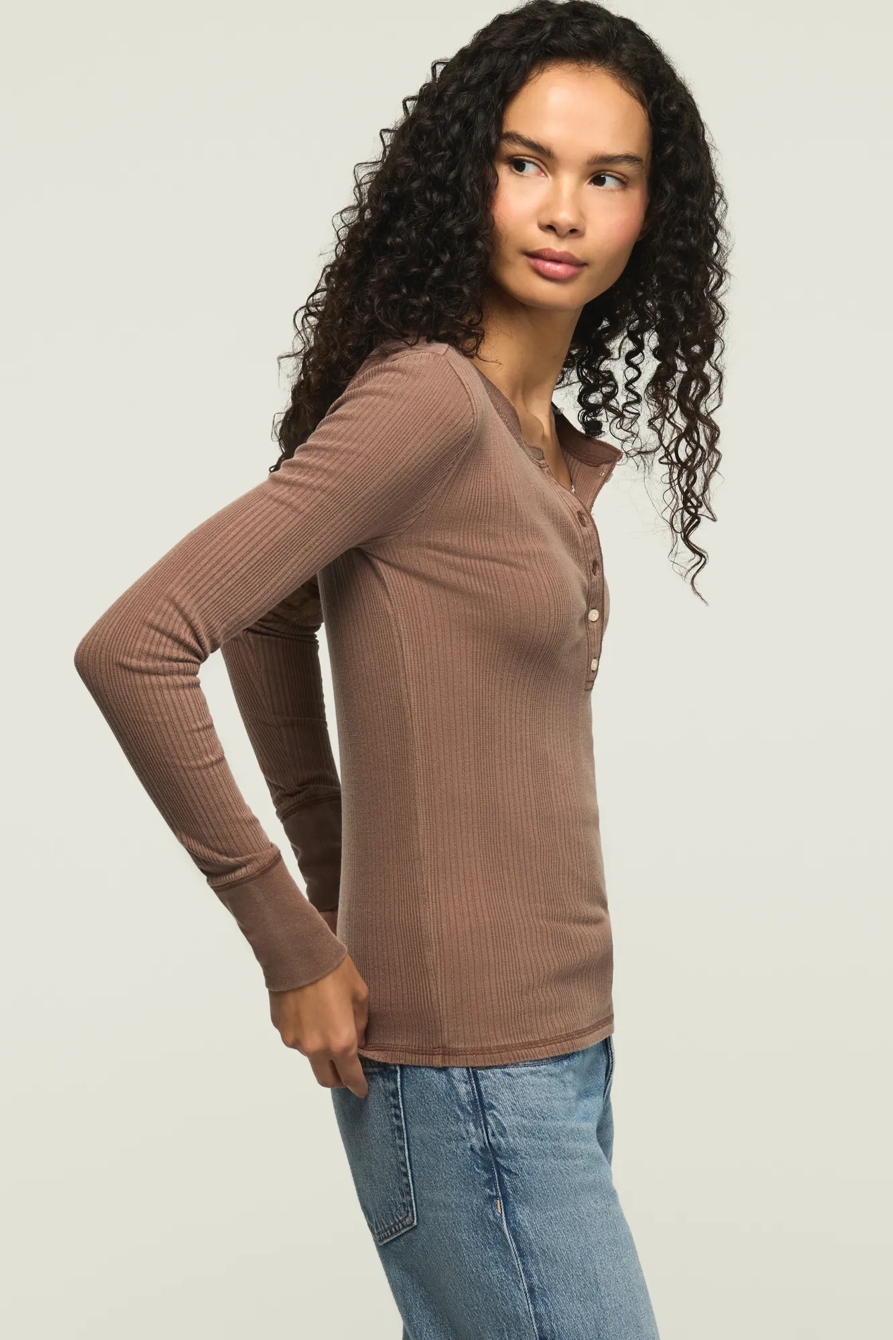 LONG SLEEVE RIBBED HENLEY, image 4