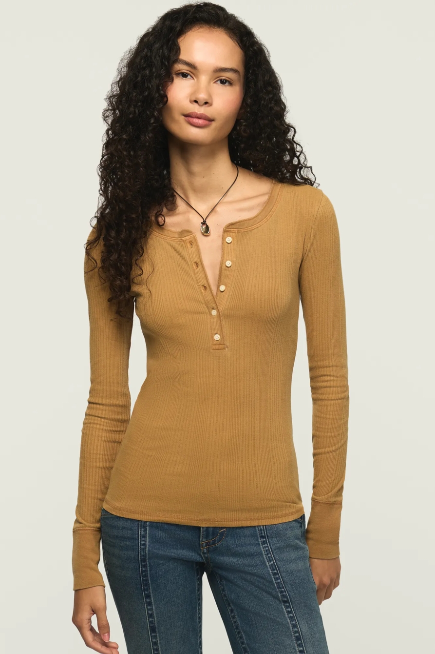 LONG SLEEVE RIBBED HENLEY, image 2