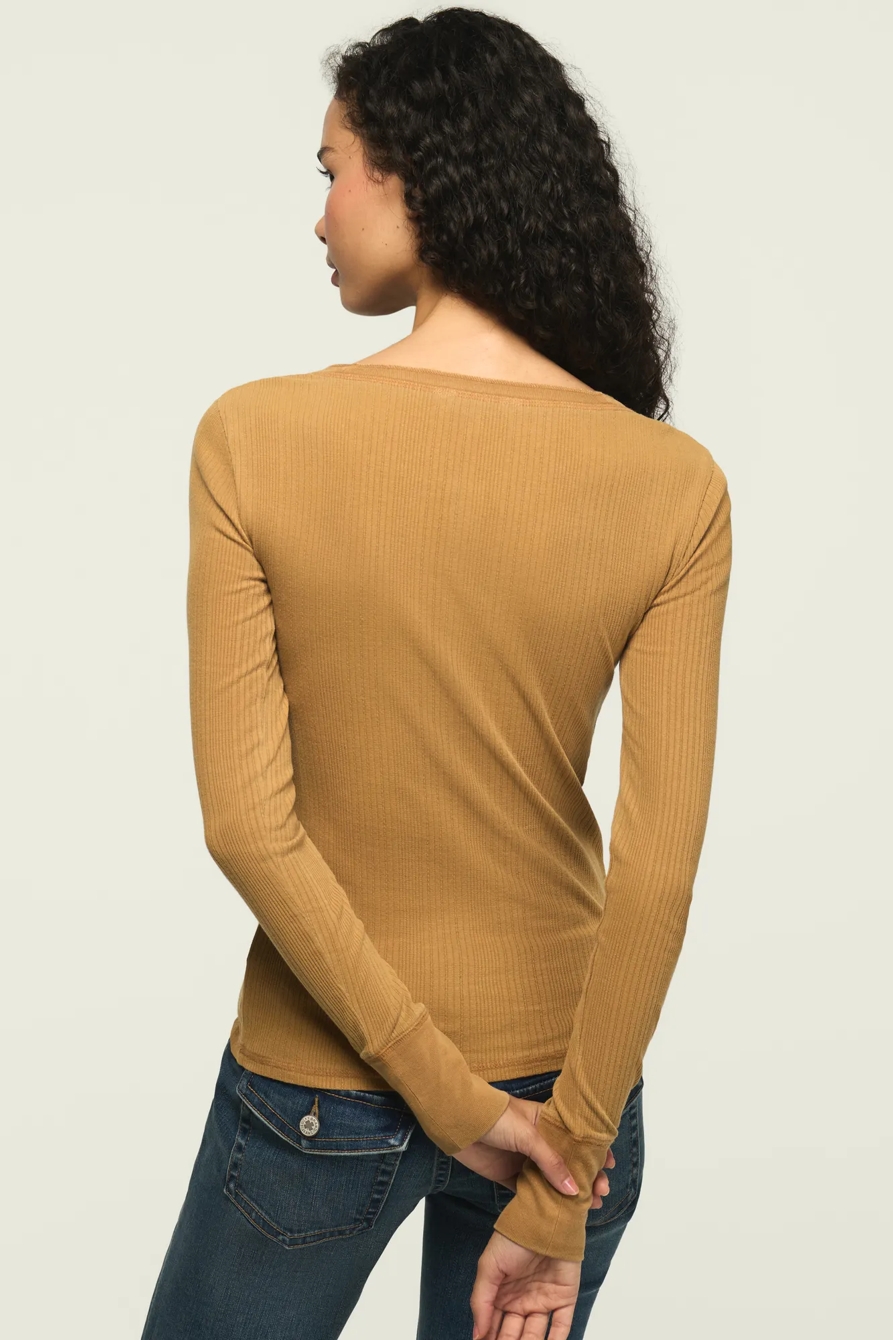 LONG SLEEVE RIBBED HENLEY, image 3