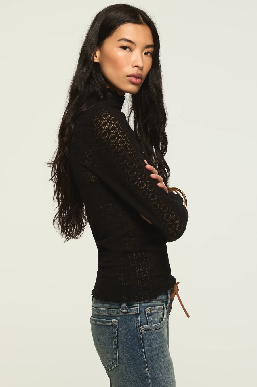 LONG SLEEVE LACE MOCK NECK TOP, image 4