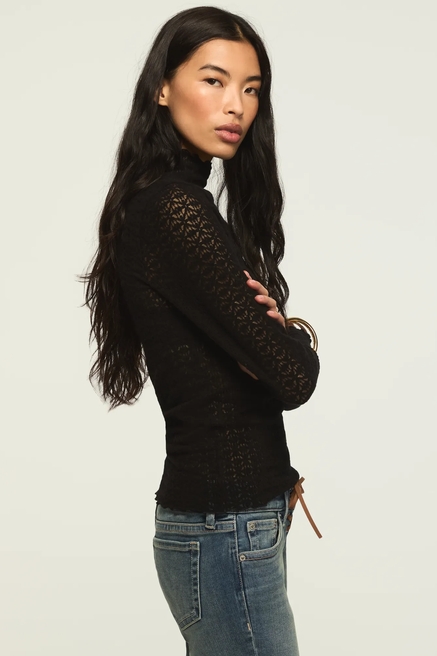LONG SLEEVE LACE MOCK NECK TOP, image 4