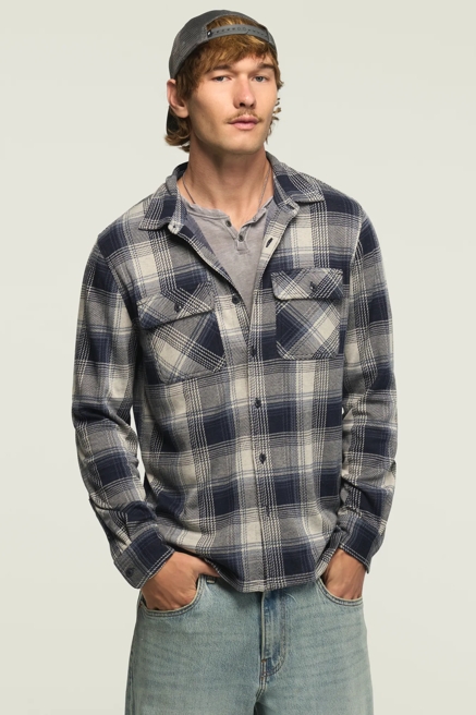 PLAID BRUSHED KNIT SHIRT, image 1