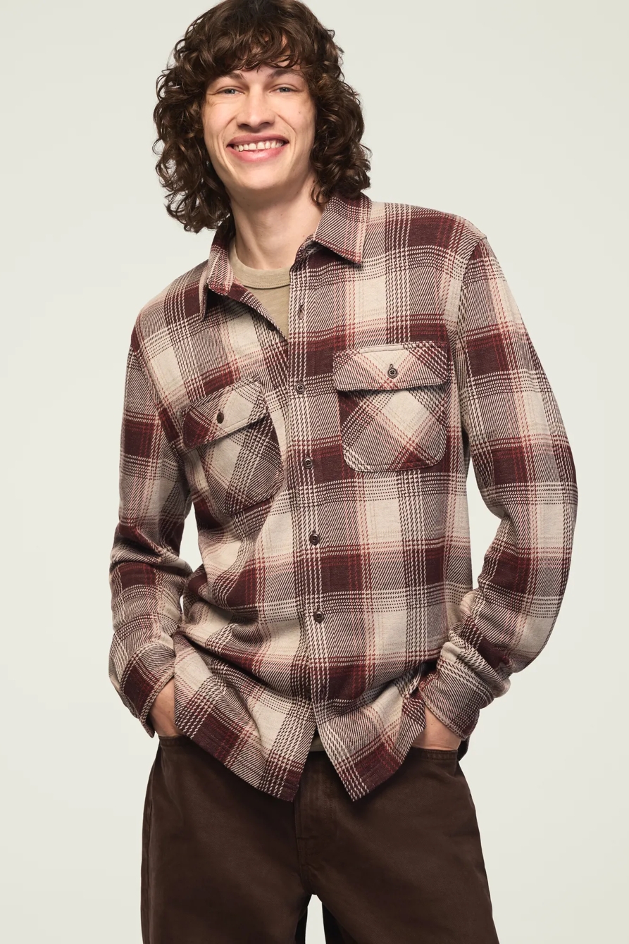 PLAID BRUSHED KNIT SHIRT, image 2