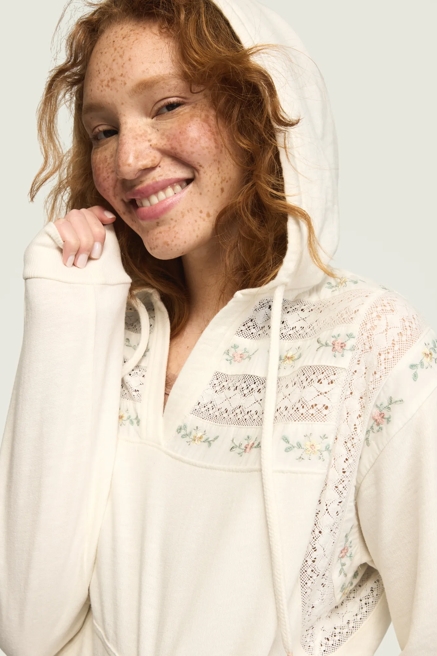 EMBROIDERED TRIM MIX HOODIE, image 1