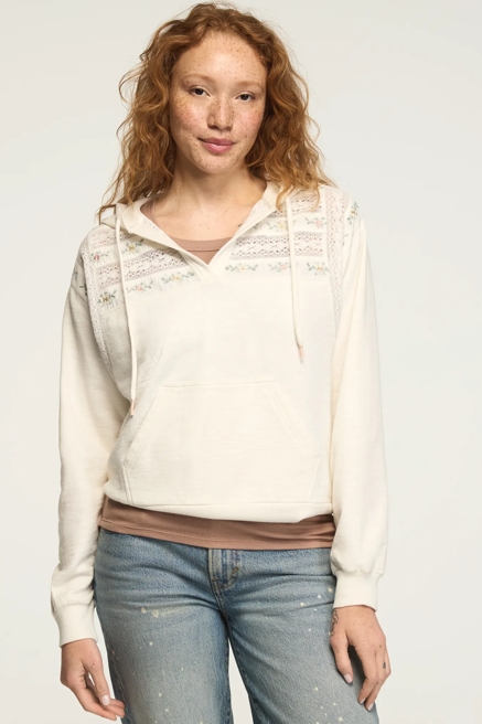 EMBROIDERED TRIM MIX HOODIE, image 2