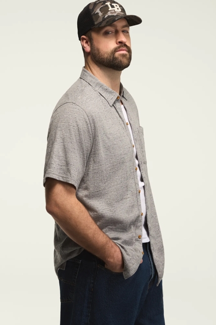 BIG AND TALL LINEN SHORT SLEEVE BUTTON UP SHIRT, image 4