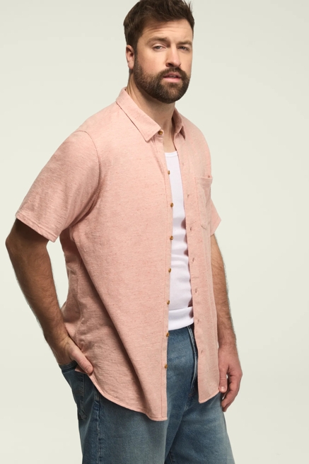 BIG AND TALL LINEN SHORT SLEEVE BUTTON UP SHIRT, image 2