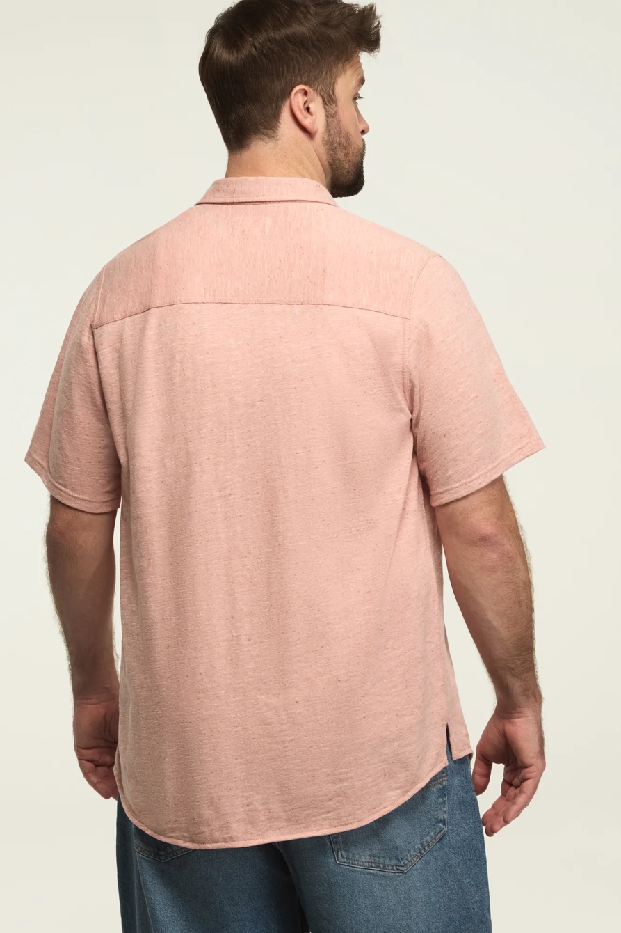 BIG AND TALL LINEN SHORT SLEEVE BUTTON UP SHIRT, image 3