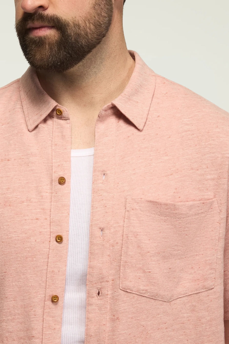 BIG AND TALL LINEN SHORT SLEEVE BUTTON UP SHIRT, image 4