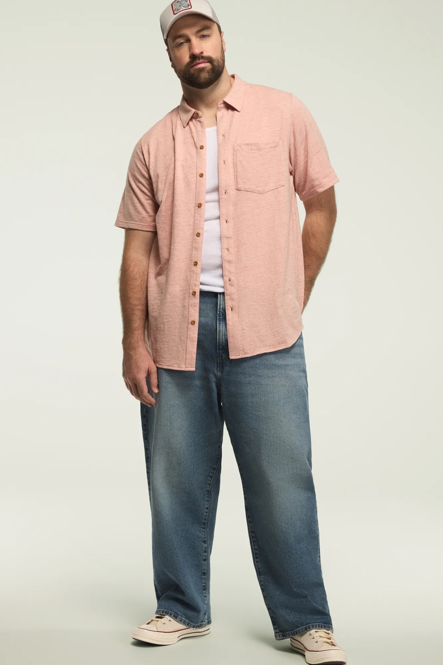 BIG AND TALL LINEN SHORT SLEEVE BUTTON UP SHIRT, image 5