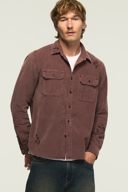 LONG SLEEVE EMBROIDERED CORDUROY WORKSHIRT, image 1