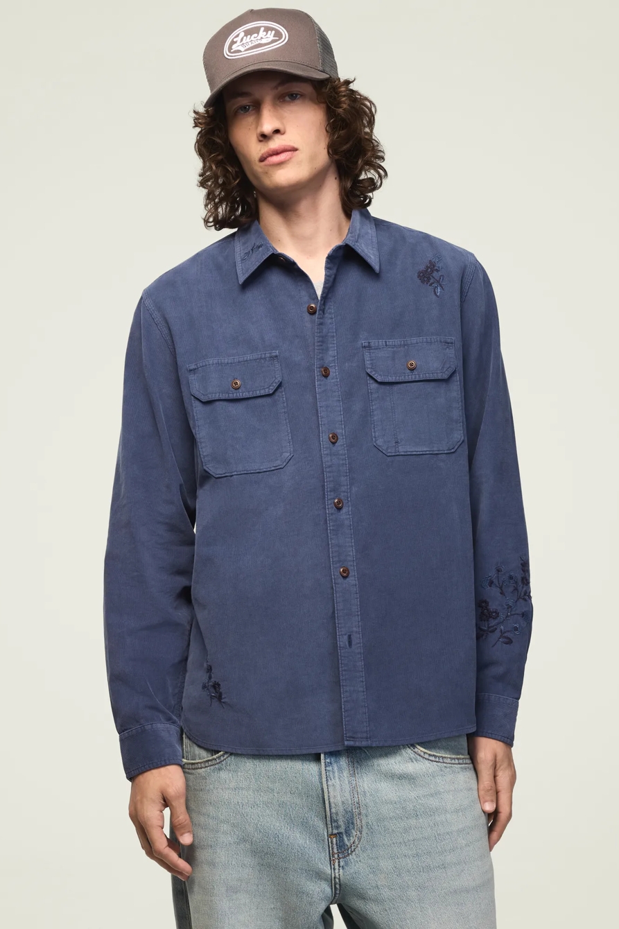 LONG SLEEVE EMBROIDERED CORDUROY WORKSHIRT, image 1