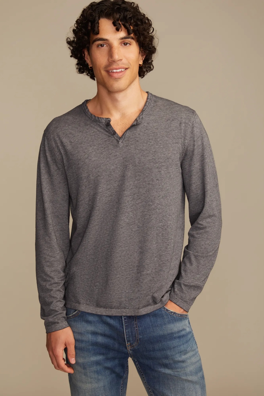 VENICE BURNOUT LONG SLEEVE NOTCH NECK TEE, image 1